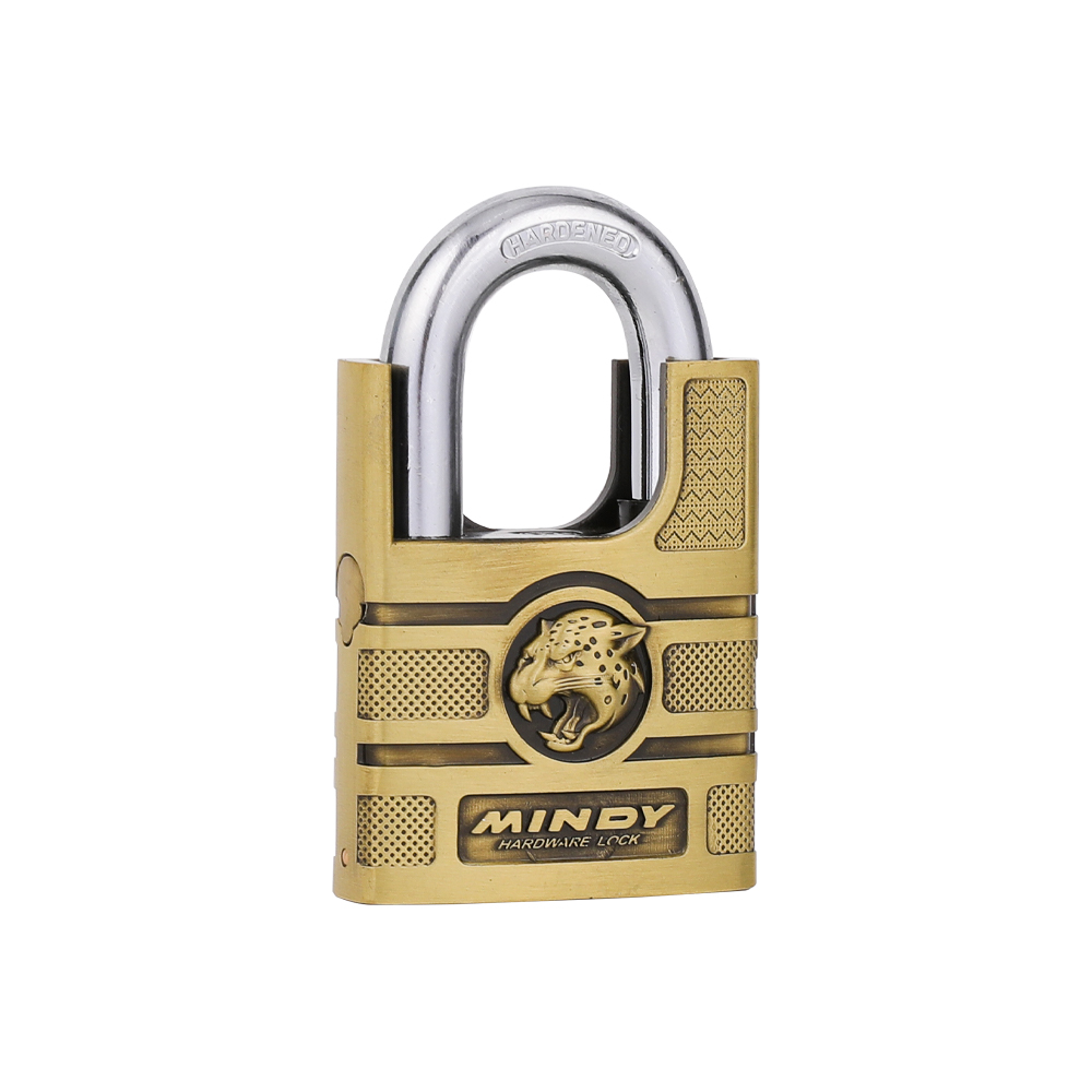 Art No.: AF16, MINDY Strong Key Outdoor Courtyard Waterproof Rust Anti Pry Leopard Graphic Zinc Alloy Bouncing Padlock Package Beam Model
